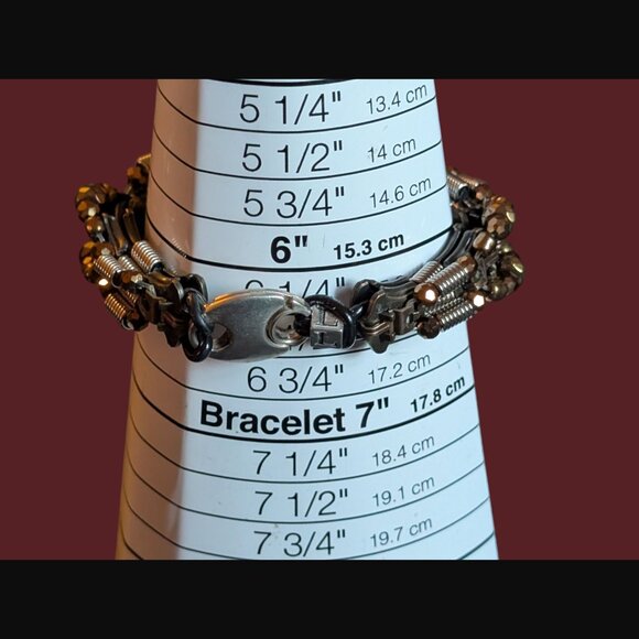 925 Sterling Silver Clasp Artisan Made Beaded Zipper Statement Bracelet 6.25" - Picture 11 of 14